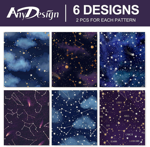 AnyDesign 12 Sheet Galaxy Wrapping Paper Constellation Gift Wrap Paper Bulk Folded Flat Blue Purple Starry Sky Art Paper for Birthday Baby Shower ...