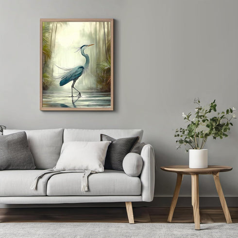 Posterizer 1 pcs-detailed depiction of a blue heron bird -3-Art for Animal Lovers Gift for Art Lovers Decorations for Bedroom, Office, Living Room...