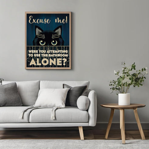 Posterizer 1 pcs-Funny Cat Restroom Print-Art for Animal Lovers-Comedy Art-Gift for Girls, Boys, Teens- Bathroom, restroom Decor- unframed wall ar...
