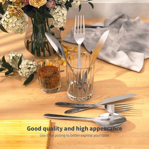 9 Piece Set Western Style Tableware Reusable Cutlery Set, Travel Paraphernalia, Stainless Steel Western Food Steak Knife, Fork, Spoon Set Portable...