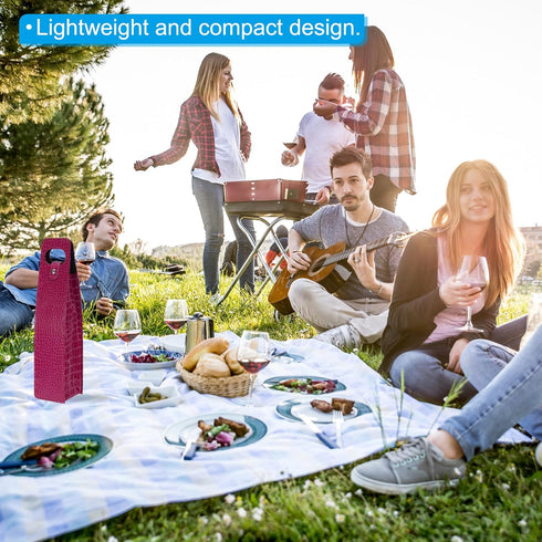 PATIKIL Wine Gift Bag, Wine Bag Reusable Leather Wine Tote Carrier for Wine Bottles Portable Champagne Gift Bags for Picnic Party Wedding, Red-1...