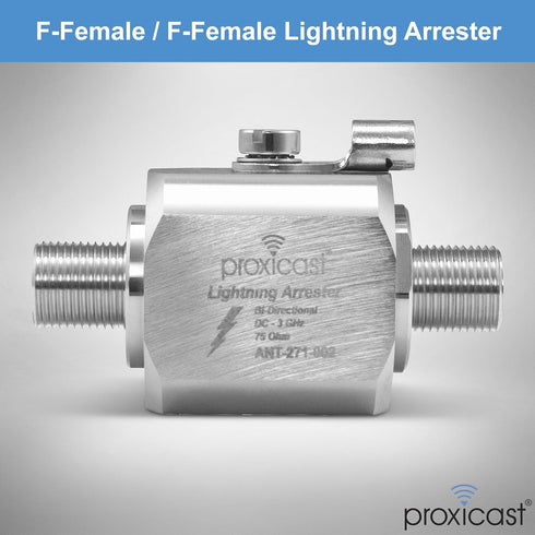 Proxicast Coaxial Lightning Arrester/Suppressor with 75 Ohm F Female Connectors - Pro-Grade Coax Cable Surge Protector for Television (TV) / Satel...