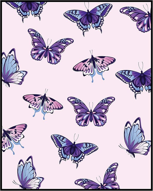 Posterizer 1 pcs-Pink and Purple Cute Aesthetic Girly Butterflies-Art for Animal Lovers-Landscape & Nature Art-Gift for Girls, Teens-Living Room B...