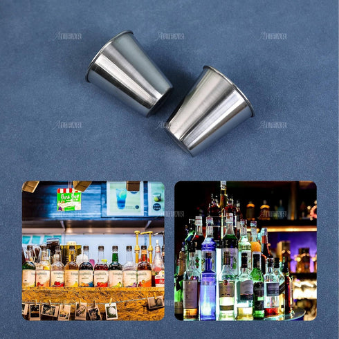 AUEAR, 6 Pack 2.3 Oz Stainless Steel Shot Glass Espresso Cups Barware Drinking Vessel for Bar Home Restaurant...
