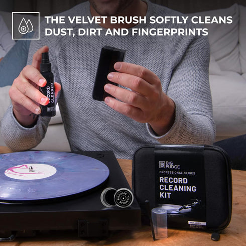 Big Fudge Vinyl Record Cleaning Kit - Includes Velvet Cleaner Brush, Cleaning Fluid, Stylus Gel, Velvet Brush - with Padded Storage Case...