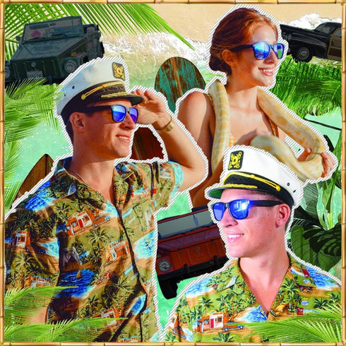 Woodies Zebra Wood Sunglasses with Electric Blue Mirrored Polarized Lens and Real Wooden Frame for Men and Women | 100% UVA/UVB Protection...