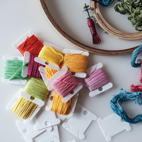 PATIKIL Plastic Floss Bobbins, 100 Pack Thread Cards Cross Cotton for Craft DIY Sewing Storage Case Embroidery, White...