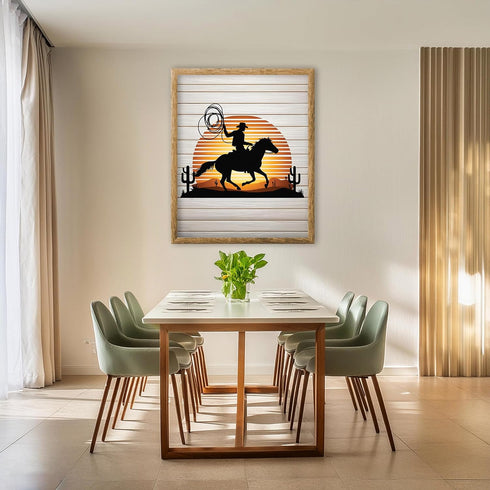 Posterizer 1 pcs-Western Cowboy With Horse Retro Art-Western Art-Men's Art Collection-Gift for Men, Man, Husband, Boyfriend-Living Room Bedroom De...