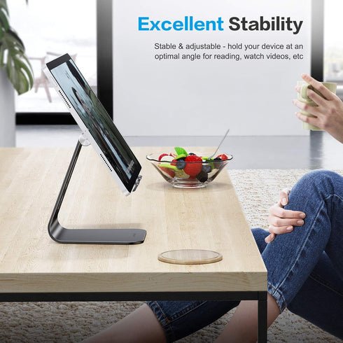OMOTON Adjustable Tablet Stand for Desk, Upgraded Longer Arms for Greater Stability, T2 Tablet Holder with Hollow Design for Bigger Sized Phones a...