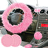 Frienda 6 Pieces Fluffy Car Accessories Set Fluffy Steering Wheel Cover Soft Fuzz Handbrake Cover Gear Shift Cover Bling Car Mirror Fuzz Car Decor...