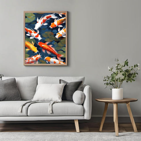 Posterizer 1 pcs- Gold fish swimming in a river print-Art for Animal Lovers- Gift for Men Women Entrepreneur Teens-Decor for Home & Office- unfram...