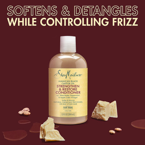 SheaMoisture Conditioner 100% Pure Jamaican Black Castor Oil to Intensely Smooth and Nourish Hair with Shea Butter, Peppermint and Apple Cider Vin...