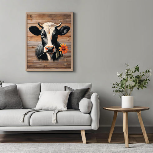 Posterizer 1 pcs-Rustic Farmhouse Cute Cow Picture-Art for Animal Lovers- Gift for Men Women Entrepreneur Teens-Decor for Home & Office- unframed ...