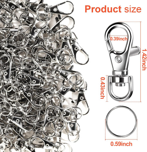 LEOBRO 240PCS Metal Swivel Snap Hooks and Key Rings, 120PCS Small Lobster Claw Keychains Clasps and 120PCS Key Chain Ring for Keychain Clip, Lanya...