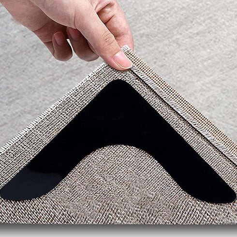 4 Pcs Anti-Slip Rug Grips, Double Sided Non-Slip Carpet Tape, Dual Sided Adhesive Rug Pad Gripper Keep Corners Flat,Non Slip Rug Pads for Hardwood...