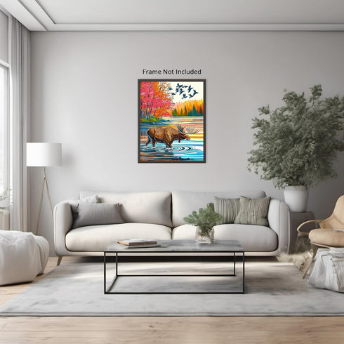 Posterizer 1 pcs-vibrant abstract nature scene with beautiful moose 2-Art for Animal Lovers-Abstract & Modern Art-Gift for Men Women Entrepreneur ...