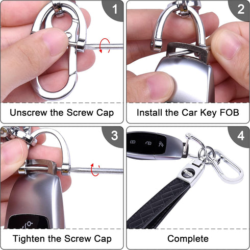 Wisdompro Microfiber Leather Car Keychain, Universal Key Fob Keychain Leather Key Chain Holder with 3 Keyrings and 1 Screwdriver for Men and Women...