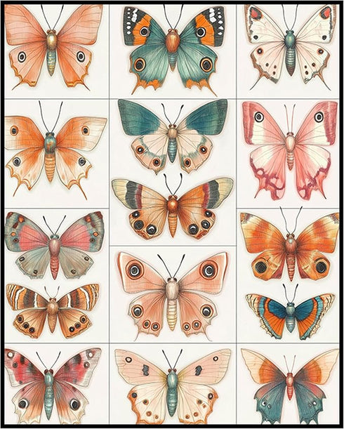 Posterizer 1 pcs-cute paste butterflies-clean aesthetic girly art-Art for Animal Lovers-Collectibles & Fine Art-Decor for Home & Office- unframed ...