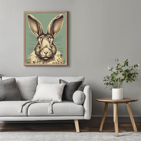 Posterizer 1 pcs-chubby bunny with pastel baby blue background-Art for Animal Lovers-GIft for Men Women Teens-Decor for Home & Office- unframed wa...