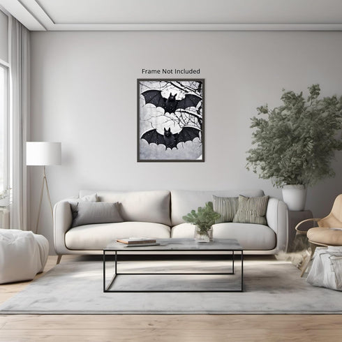 Posterizer 1 pcs- cute gothic print with bats- holloween decor-Gothic Art-Art for Animal Lovers- Living Room Bedroom Decor- unframed wall art...