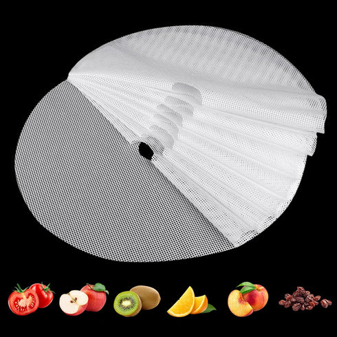 (8 Pack) Round Silicone Dehydrator Sheets, Dostk Premium Non Stick Silicone Mesh for Fruit Dehydrator, Dehydrator Tray Liner Reusable (Round 13" D...