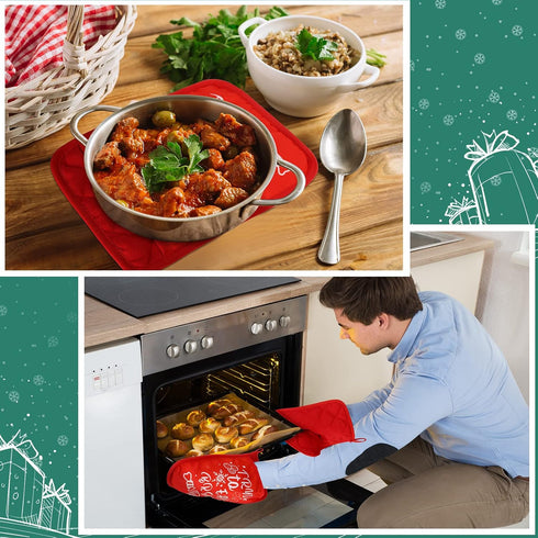 WILLBOND 12 Pieces Christmas Pot Holders with Pocket Funny Pot Holders for Kitchen Heat Resistant Oven Hot Pads Mitts Pot Holders for Baking Cooki...