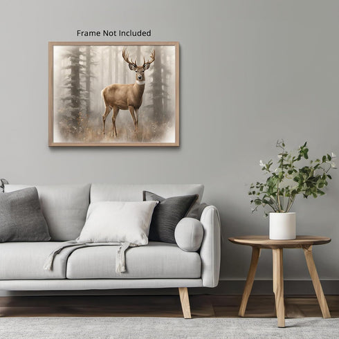 Posterizer 1 pcs- Beautiful deer standing in a foggy jungle-Art for Animal Lovers-Landscape & Nature Art- Gift for Men Women Teens-decor for Bedro...