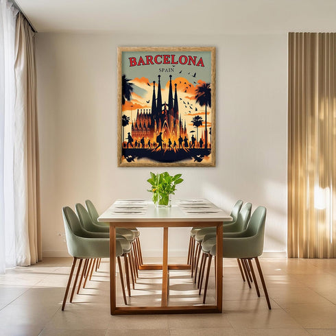 Posterizer 1 pcs-Barcelona Spain Railway Travel Poster-Adventure Wall Art-GIft for Men Women Teens-Decor for Home & Office- unframed wall art...