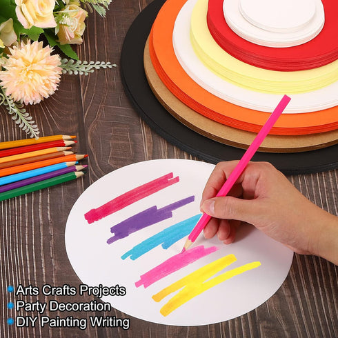 PATIKIL 7.9-inch Round Cardboard Paper, 40 Pcs Blank Disc Circles Slices for Party Decorations DIY Craft Arts Drawing Painting Writing, Red...