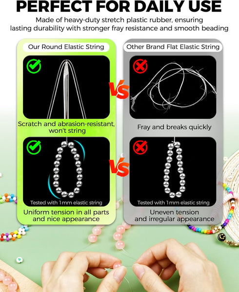 6 Rolls FIVEIZERO Elastic Bracelet String Cord, 0.4mm,0.5mm,0.6mm,0.7mm,0.8mm,1mm Crystal Clear Stretchy Elastic Bead String for Bracelets, Jewelr...