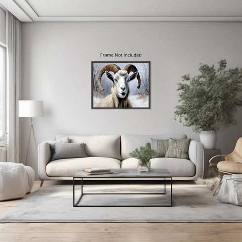 Posterizer 1 pcs-goat in snowy winter nature-oil painting style 1-Art for Animal Lovers-Landscape & Nature Art-Decor for Home & Office- unframed w...