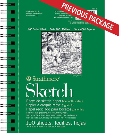 Strathmore 400 Series Sketch Pad, Recycled Paper, 5.5x8.5 inch, 100 Sheets - Artist Sketchbook for Drawing, Illustration, Art Class Students...