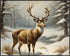 Posterizer 1 pcs-majestic deer in snowy winter scene-oil painting style-10-Art for Animal Lovers-Landscape & Nature Art-Decor for Home & Office- u...