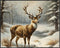 Posterizer 1 pcs-majestic deer in snowy winter scene-oil painting style-10-Art for Animal Lovers-Landscape & Nature Art-Decor for Home & Office- u...