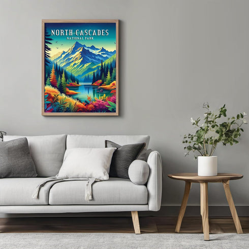 Posterizer 1 pcs-travel poster-North Cascades-National park-Adventure Wall Art Gift for Men Women Entrepreneur Teens Decor for Home & Office- un...
