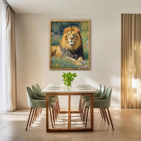 Posterizer 1 pcs- A lion lying in between flowers and grass-Art for Animal Lovers-Floral Botanical - Gift for Men Women Entrepreneur Teens-Living ...