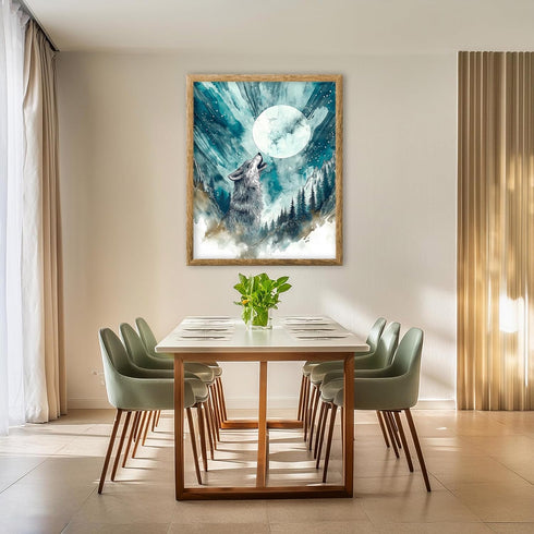 Posterizer 1 pcs-beautiful howling lone wolf under the full moon 1-Art for Animal Lovers Gift for Art Lovers Decorations for Bedroom, Office, Livi...