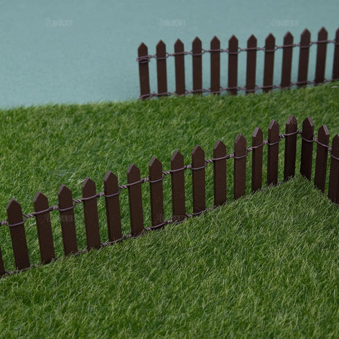 AUEAR, 35 Inch Mini Fairy Garden Fence Wood Ornament Wooden Decorative Picket Fence for DIY Crafts Project (Brown, 2-Pack)...