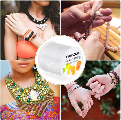 Paxcoo 1mm Elastic Bracelet String Cord Stretch Bead Cord for Jewelry Making and bracelet Making White...