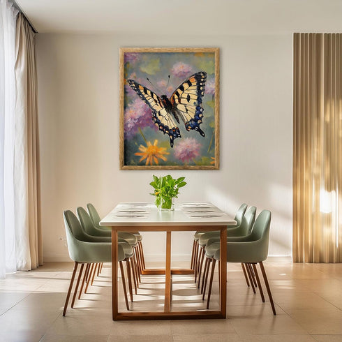 Posterizer 1 pcs- Beautiful butterfly flying over wild flwoers-Art for Animal Lovers-Floral Botanical Art- Gift for Men Women Teens-Living Room Be...