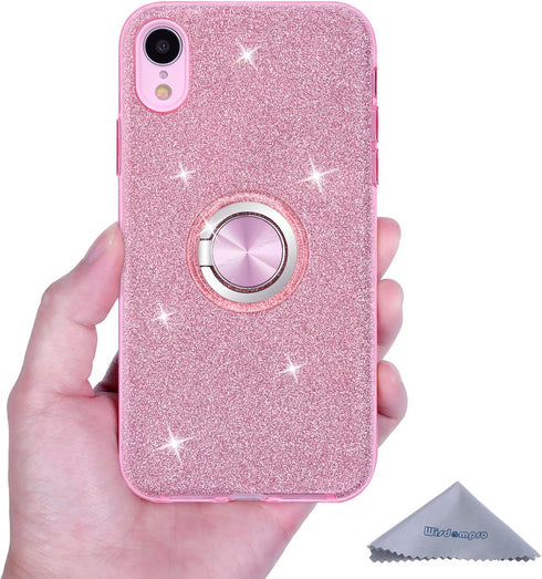 Wisdompro Case for iPhone XR, Cute Glitter Bling Sparkle Protective Case with Ring Kickstand, Women Girls Phone Case for 6.1 Inch Apple iPhone XR ...