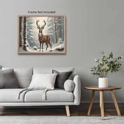Posterizer 1 pcs- A deer in a beautiful jungle in winter-Art for Animal Lovers-Landscape & Nature Art- Gift for Men Women Entrepreneur Teens-Livin...