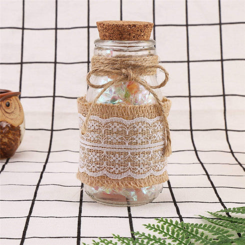 CCINEE 5.4 Yards Natural Jute Burlap Ribbon Roll with White Lace Trims Tape for DIY Crafts Wedding Decoration...