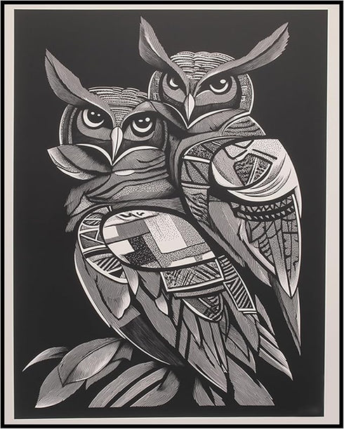 Posterizer 1 pcs-black and white owls-chic animal design poster 1-Art for Animal Lovers-Gift for Men Women Teens-Chic Home Decor- unframed wall ar...