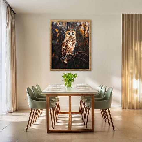 Posterizer 1 pcs-painting style-cute solitary owl on a branch-Art for Animal Lovers-Landscape & Nature Art-Living Room Bedroom Decor- unframed wal...