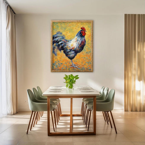 Posterizer 1 pcs- Rooster with a yellow and green background-Art for Animal Lovers- Gift for Men Women Entrepreneur Teens-Living Room Bedroom Deco...