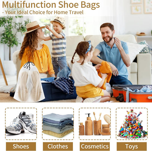 20 Pack Shoe Bags for Travel, 15.7" x 11.8" Clear Travel Shoe Bags for Packing, Large Waterproof Portable Drawstring Travel Shoe Storage Bag Trave...
