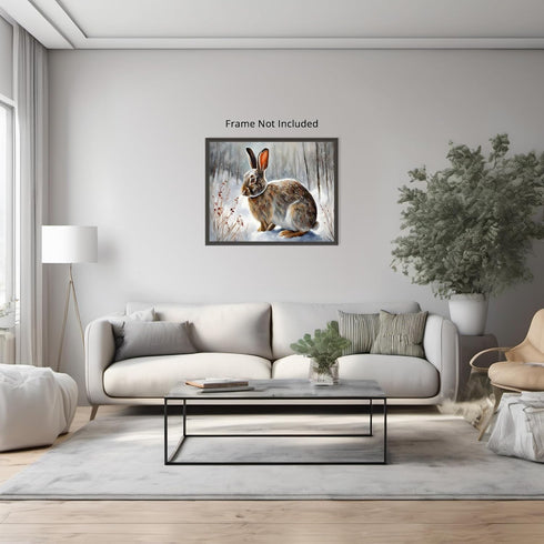 Posterizer 1 pcs-bunny in snowy winter nature-oil painting style 2-Art for Animal Lovers-Landscape & Nature Art-Decor for Home & Office- unframed ...