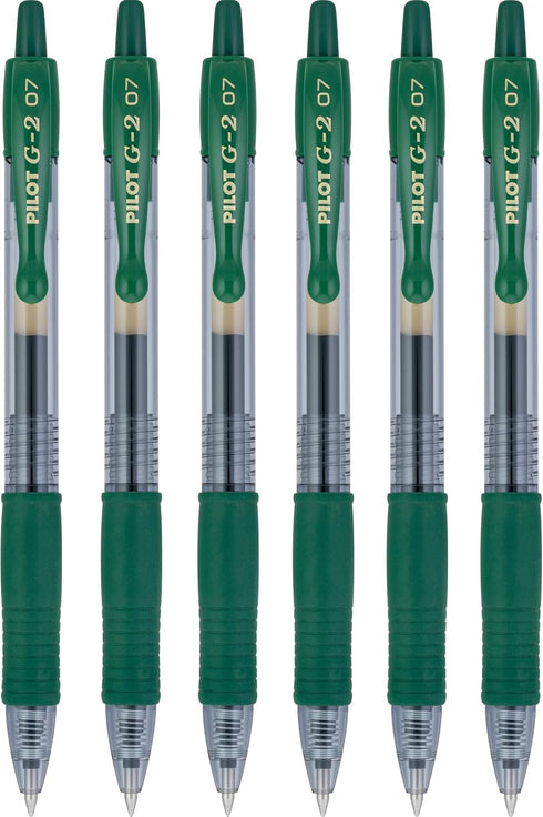 Pilot G2 Premium Refillable & Retractable Rolling Ball Gel Pens, 0.7mm Fine Point, Hunter Green, 6-Pack...