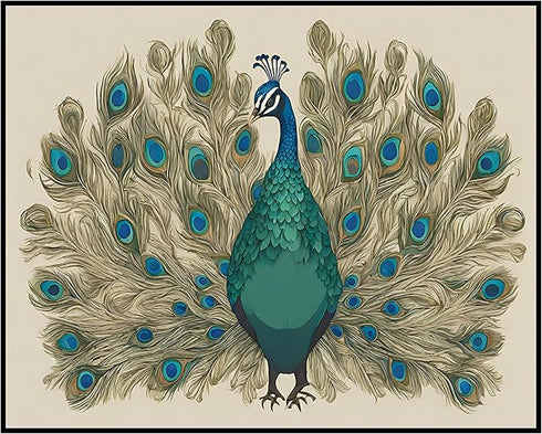 Posterizer 1 pcs- Beautiful peacock with pretty feathers-Art for Animal Lovers- Gift for Men Women Entrepreneur Teens-Decor for Home & Office- unf...